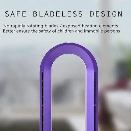 32 in. Space Heater Bladeless Tower Fan, Heater & Fan Combo, 9H Timer 10 Speeds with Remote Control for Home-Purple