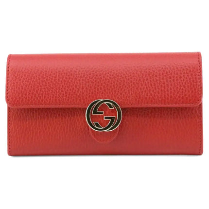 NEW Gucci Red Interlocking G Leather Long Wallet Clutch Bag