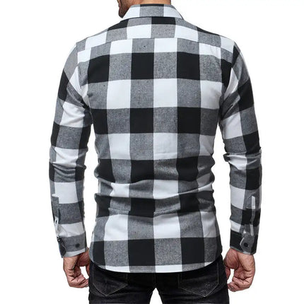 Plaid Flannel Long Sleeve Button Down Casual Shirt