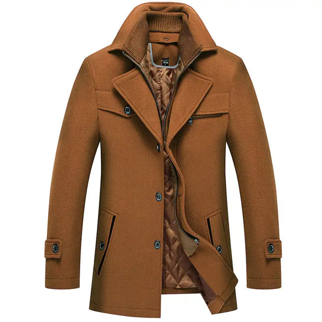 Chaqueta de lana para hombre, corte entallado, cálido, medio largo, para invierno