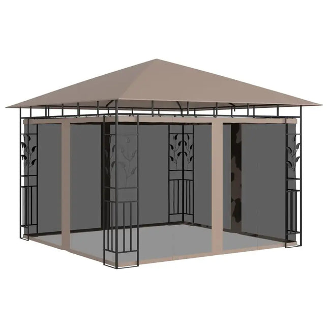 Gazebo with Mosquito Net 9.8'x9.8'x9' Taupe 180 g/m2