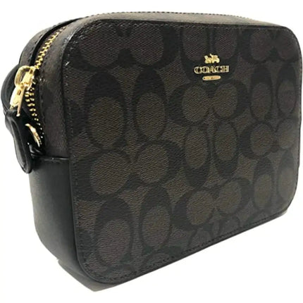 NEW Coach Dark Brown Mini Camera Bag Monogram Signature Canvas Crossbody Bag