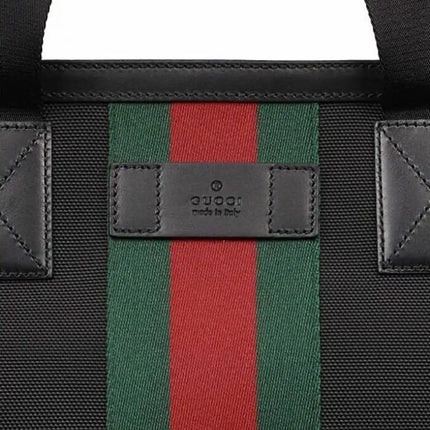 NEW Gucci Black Web Stripe Canvas Tote Shoulder Bag