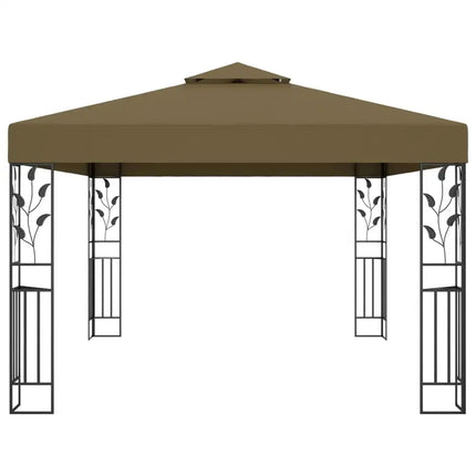 Gazebo with Double Roof 118.1"x157.5" Taupe 180 g/m?