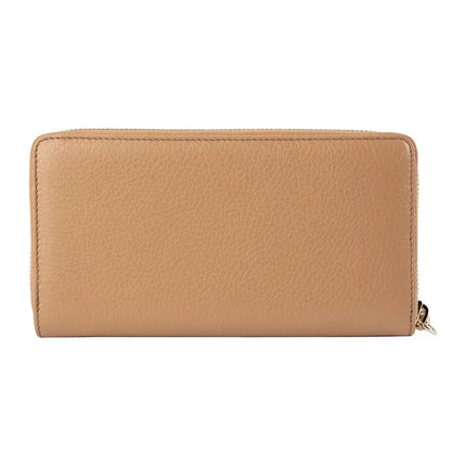 NEW Gucci Beige Soho Leather Zip Around Long Wallet Clutch Bag