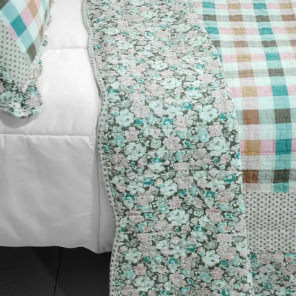 [Nice Jane] 3PC Cotton Vermicelli-Quilted Printed Quilt Set (Full/Queen Size)