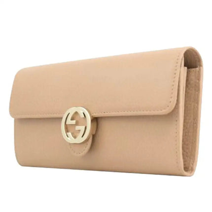 NEW Gucci Beige Interlocking G Leather Long Wallet Clutch Bag