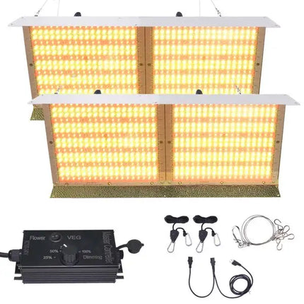 Dimmable LED Grow Light Panel Full Spectrum Growing Lamp for Seeding Veg Bloom Nano Waterproof (2 x 864 pcs LEDs Nano Waterproof)