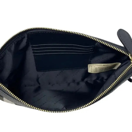 NEW Burberry Brown/Black Derby Peyton House Check Coated Canvas Clutch Crossbody Bag