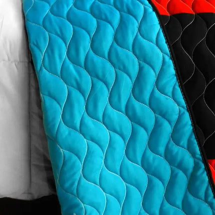 [Designer - 1] Brand New Vermicelli-Quilted Patchwork Quilt Set Full/Queen