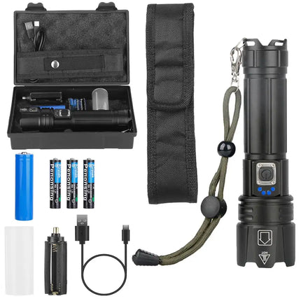Tactical LED Flashlight Zoomable Rechargeable Search Light Torch - Vickie Lynn's