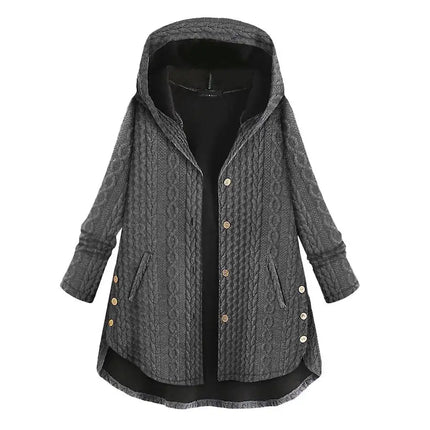 Hooded Breasted Irregular Sweater Jacket
