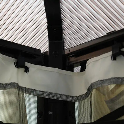 10x12 Hardtop Gazebo,UV 50+ Outdoor Canopy with Mosquito Netting and Curtains, Outdoor Shelter