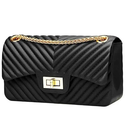 Women Fashion Shoulder Bag Jelly Clutch Handbag Quilted Crossbody Bag with Chain