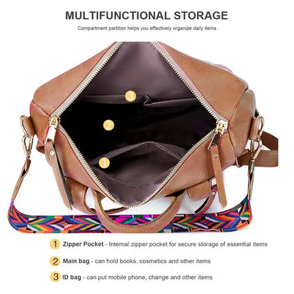 Women's Fashion Backpack Multipurpose Design Handbags and Shoulder Women Tote Bag Bag PU Leather Travel bag; Brown