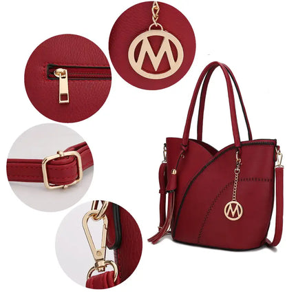 MKF Collection Imogene Two tone Whip Stitches Vegan Leather Women Shoulder bag with Wallet by Mia K