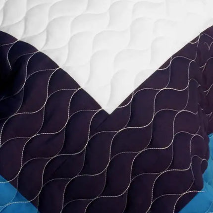 [One Fine Wire] 3PC Vermicelli - Quilted Patchwork Quilt Set (Full/Queen Size)