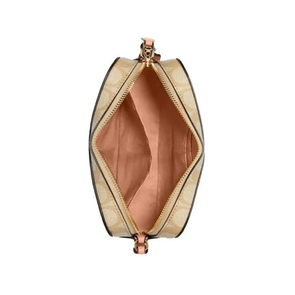 NEW Coach Beige Mini Camera Bag Monogram Signature Canvas Crossbody Bag