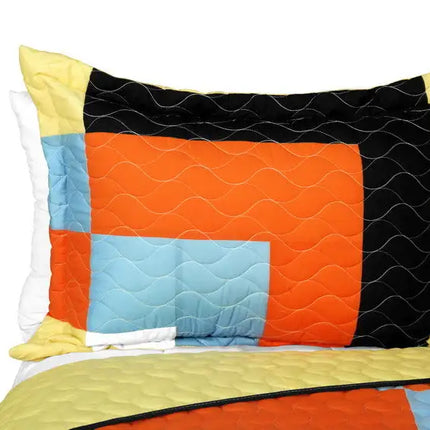 [Twilight Romance] 3PC Vermicelli-Quilted Patchwork Quilt Set (Full/Queen Size)