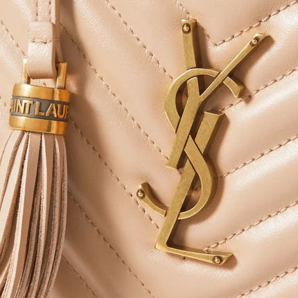 NEW Saint Laurent Beige Quilted Leather Lou Crossbody Camera Shoulder Bag