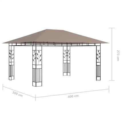 Gazebo with Mosquito Net 13.1'x9.8'x9' Taupe 180 g/m2
