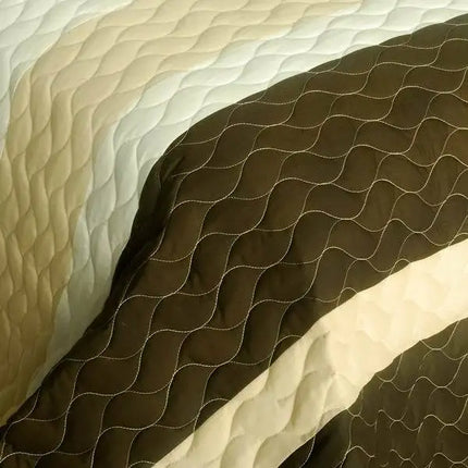 [Best Home Decoration] 3PC Vermicelli-Quilted Patchwork Quilt Set (Full/Queen Size)