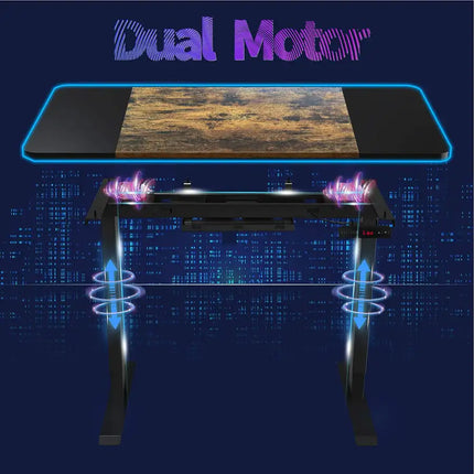 Dual Motor Height Adjustable Electric Standing Desk, 47x24 Inch Complete Desktop, Featuring Muting Adjustment with Spliced Desktop,Office and Home Use BLACK