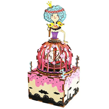 Robotime New Arrival DIY 3D Kitty Ballet Wooden Puzzle Game Assembly Moveable Music Box Toy Gift for Children Kids Adult AM