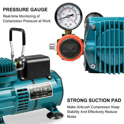 Voilamart 1/5HP Airbrush Compressor Kit Air Brush Spray Paint Tattoo Stencils