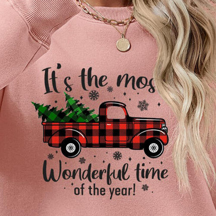 Graphic Round Neck Long Sleeve Sweatshirt