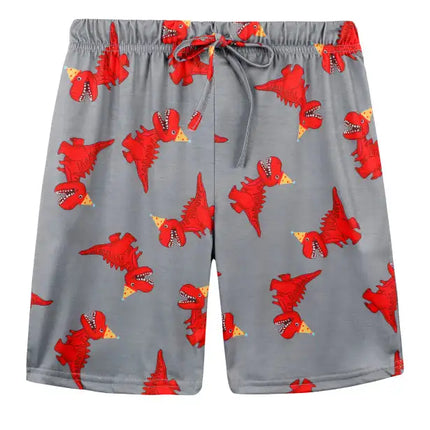 Boy's' Round Neck Cartoon Pattern Short Sleeve Shorts Cotton Pajamas Set