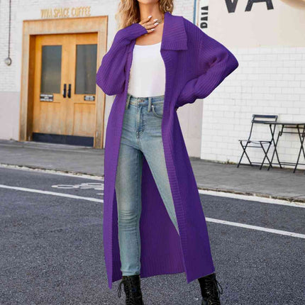 Full Size Collared Open Front Duster Cardigan