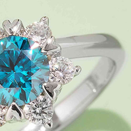 1 Carat Moissanite 925 Sterling Silver Cluster Ring