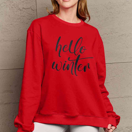 Simply Love Full Size HELLO WINTER Graphic Sweatshirt