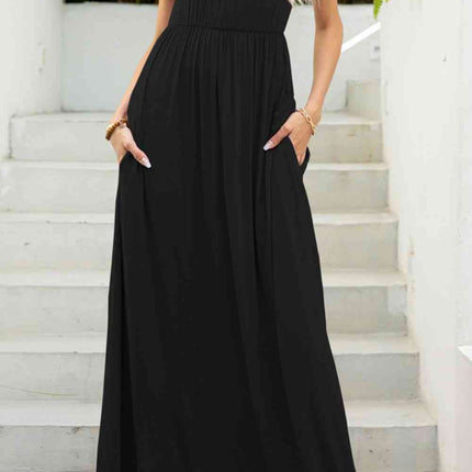 Round Neck Maxi Tee Dress with Pockets