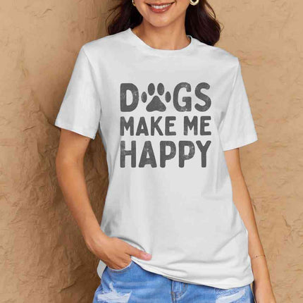 Simply Love Full Size DOGS MAKE ME HAPPY Graphic Cotton T-Shirt