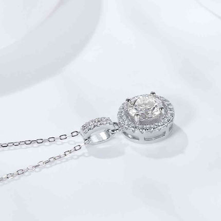 2 Carat Moissanite Round Pendant Necklace