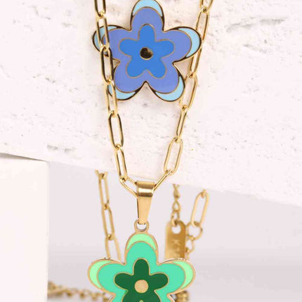 Flower Pendant Stainless Steel Necklace