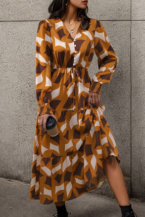 Printed Tied Pocketed Lantern Sleeve Dress - Vickie Lynn's