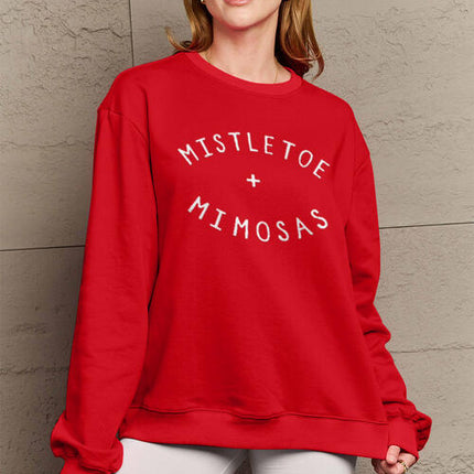 Simply Love Full Size MISTLETOE MIMOSAS Long Sleeve Sweatshirt