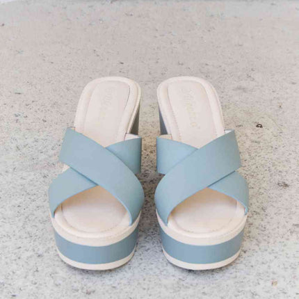 Weeboo Cherish The Moments Contrast Platform Sandals in Misty Blue - Vickie Lynn's