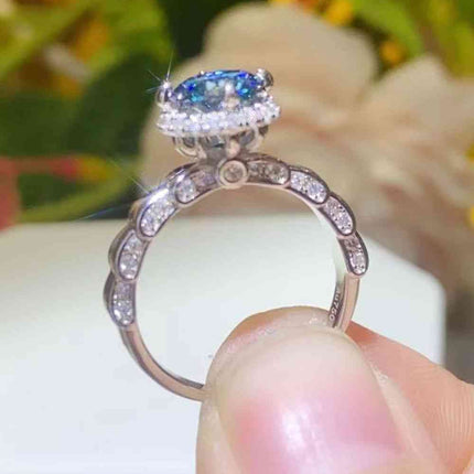 925 Sterling Silver 1 Carat Moissanite Cluster Ring - Vickie Lynn's
