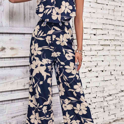 Floral Strapless Wide Leg Jumpsuit