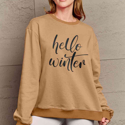 Simply Love Full Size HELLO WINTER Graphic Sweatshirt