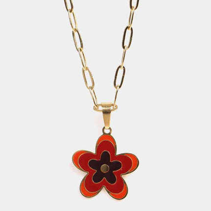 Flower Pendant Stainless Steel Necklace