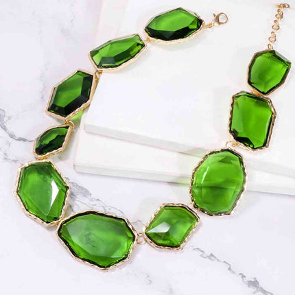 Geometrical Shape Zinc Alloy Frame Resin Necklace