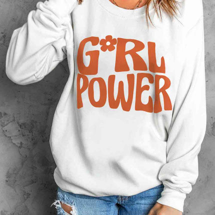 GIRL POWER Graphic Round Neck Sweatshirt
