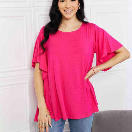 Yelete Full Size More Than Words Flutter Sleeve Top