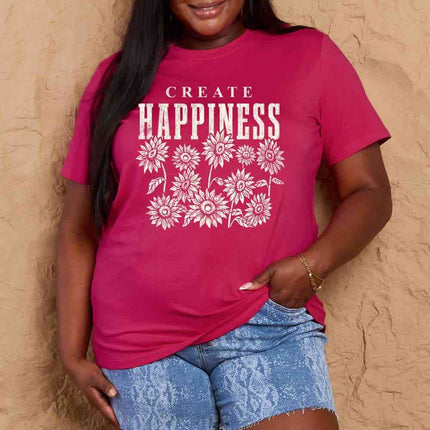 Simply Love Full Size CREATE HAPPINESS Graphic Cotton T-Shirt