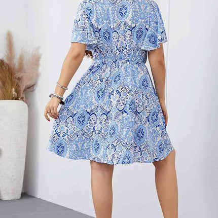 Plus Size Surplice Neck Flutter Sleeve Dress - Vickie Lynn's